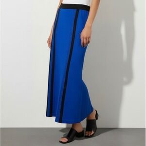 Ming Wang Knit Maxi Skirt Blue Black Cable‎ Soft Knit size XS
